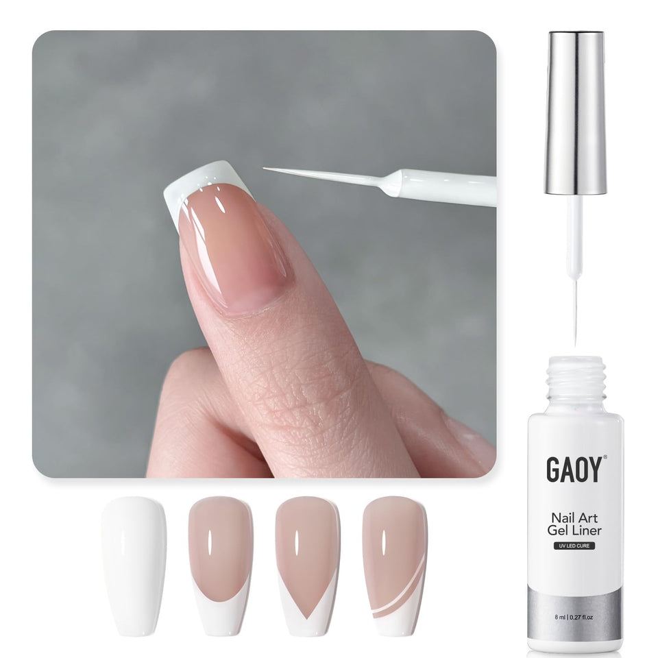 GAOY front bottle white swirl gel liner showing clean packaging and capacity benefit