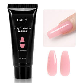 GAOY front jar showing pink poly gel and large 60g volume benefits