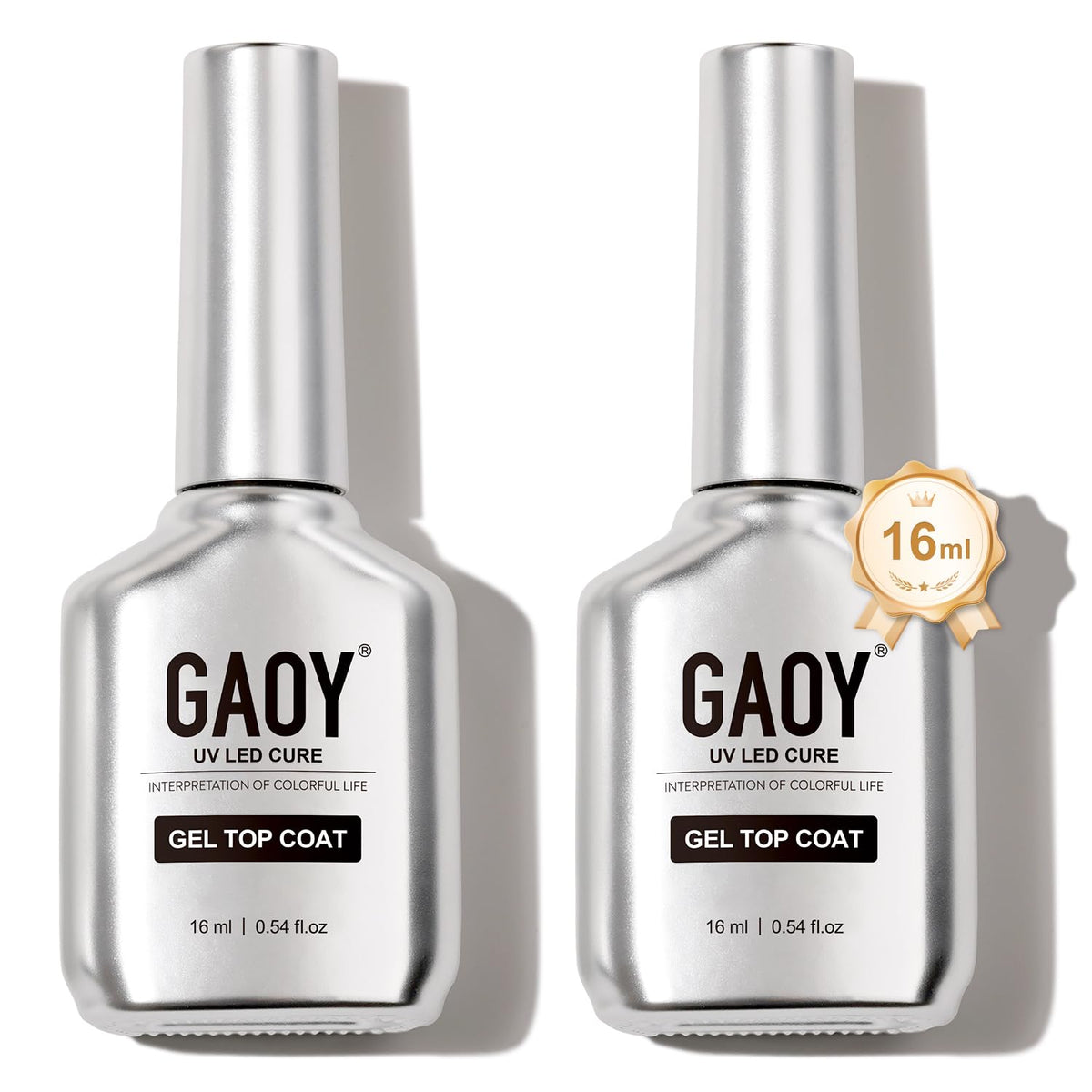 GAOY front packaging showing two 16ml bottles and chrome caps for premium look and value