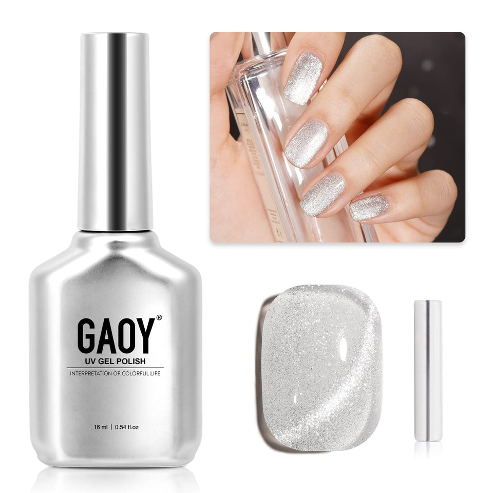 GAOY front packaging of 1138 silver gel showing product and magnet, clear labeling benefit