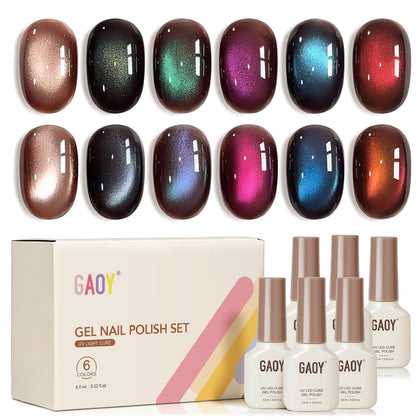 GAOY front packaging showing full cat eye gel kit and magnet for easy application