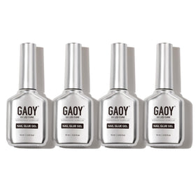 GAOY front packaging showing four clear gel glue bottles and convenience