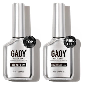 GAOY front packaging showing both bottles and glossy finish benefit