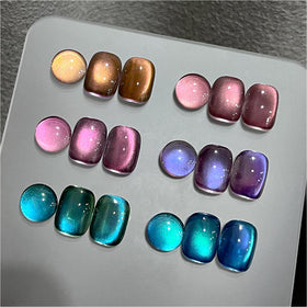 GAOY front packaging showing six glitter cat eye gel bottles and magnet benefit convenience