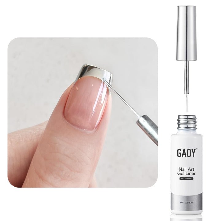 GAOY front packaging showing silver gel liner and bottle for easy identification