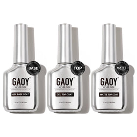 GAOY front packaging set showing three 16ml bottles and chrome design for professional appeal