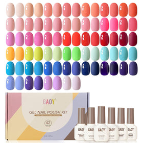GAOY front packaging showing all 42 pieces and colorful gel bottles, perfect starter kit