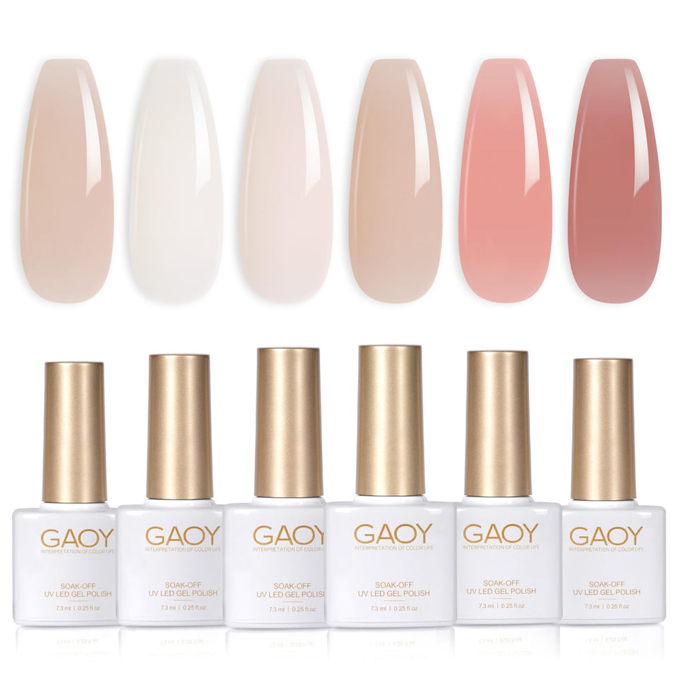 GAOY front packaging showing six milky jelly gel bottles and kit convenience