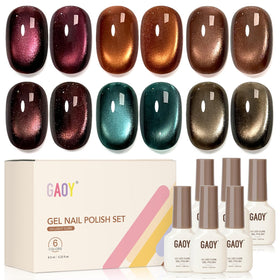 GAOY front packaging showing six glitter gel bottles and magnet for easy selection