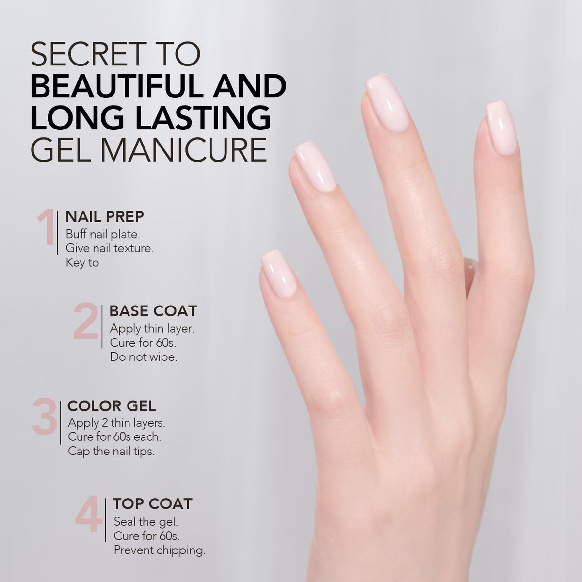 GAOY polish applied during a home manicure demonstrating natural pink results