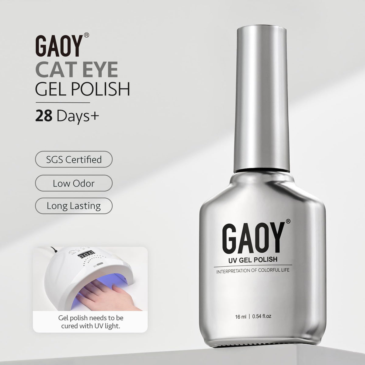 GAOY finished manicure on hands in lifestyle setting highlighting salon-quality finish
