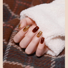 GAOY tortoise shell nail art on model hand demonstrating layered design benefits
