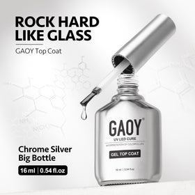 GAOY label and cap detail close-up highlighting brushed stainless look and large volume