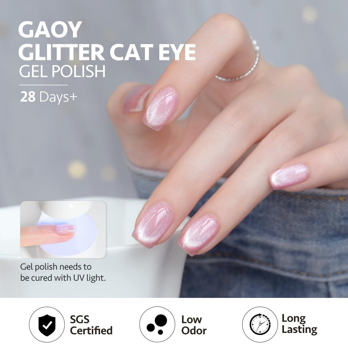 GAOY label and size details on bottle, assures compliant ingredients and volume