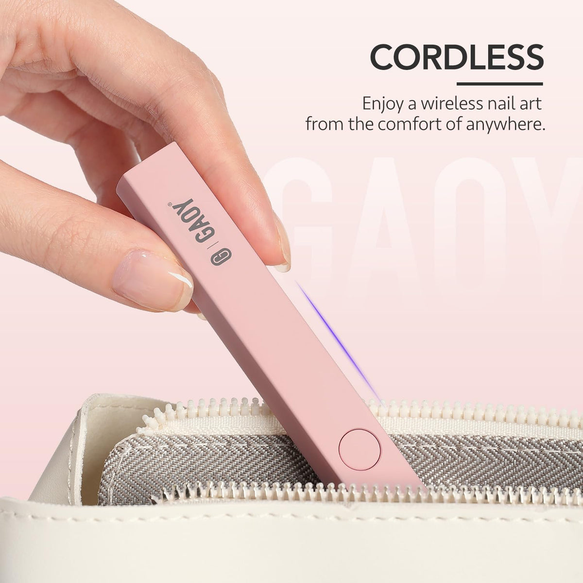 GAOY lamp charging port view showing rechargeable battery convenience benefit