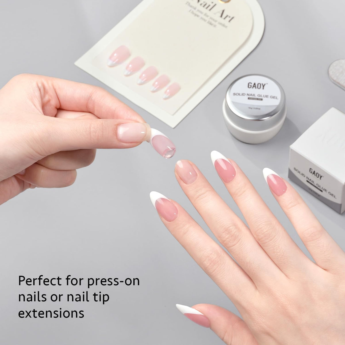 GAOY used in a home manicure scene highlighting clean application and salon-quality results