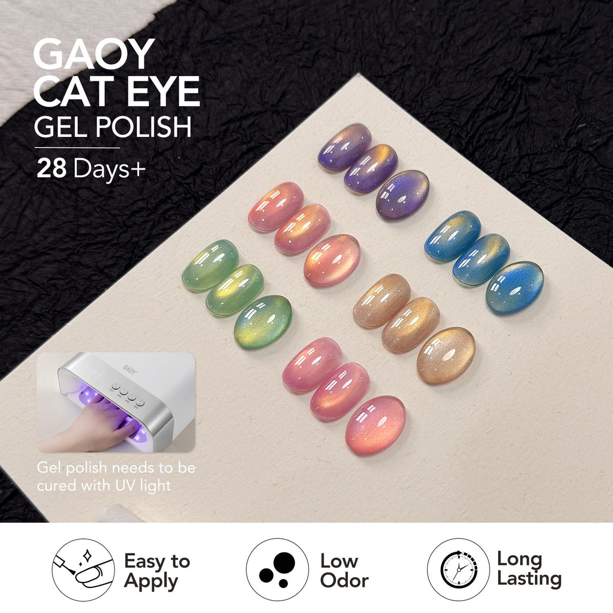 GAOY at-home manicure setup with UV lamp showing easy DIY professional results