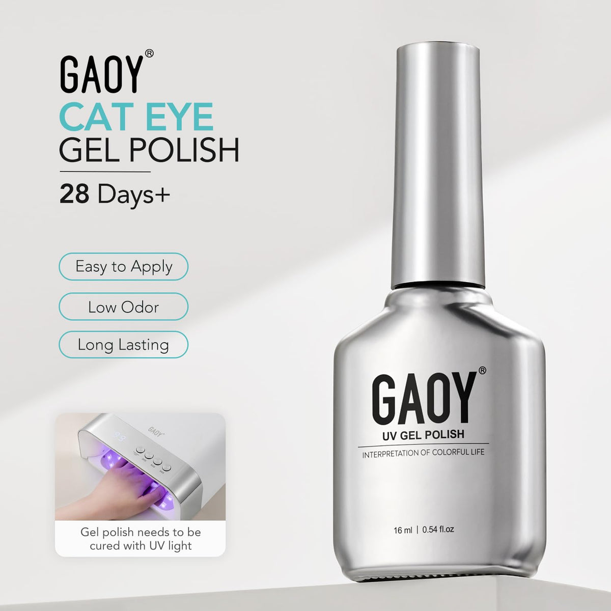 GAOY manicured hands outdoors showcasing cat-eye effect, stylish everyday wear
