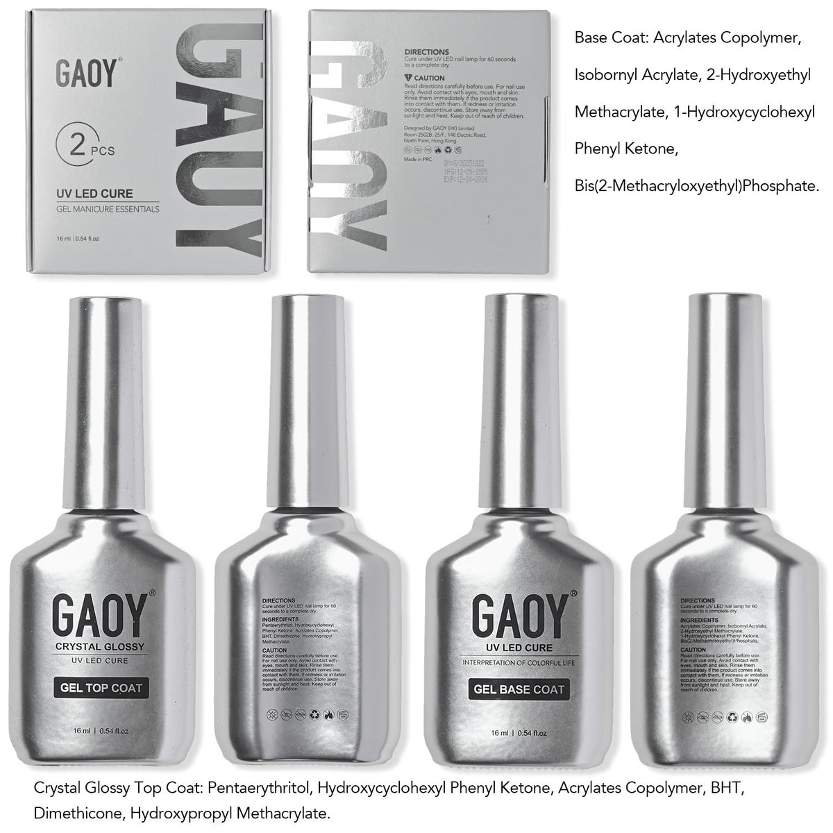 GAOY polished hands on black background showcasing long-lasting glossy result