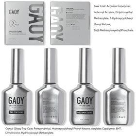 GAOY polished hands on black background showcasing long-lasting glossy result