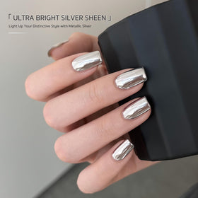 GAOY used with a striping brush creating precise silver lines, ideal for detailed nail art