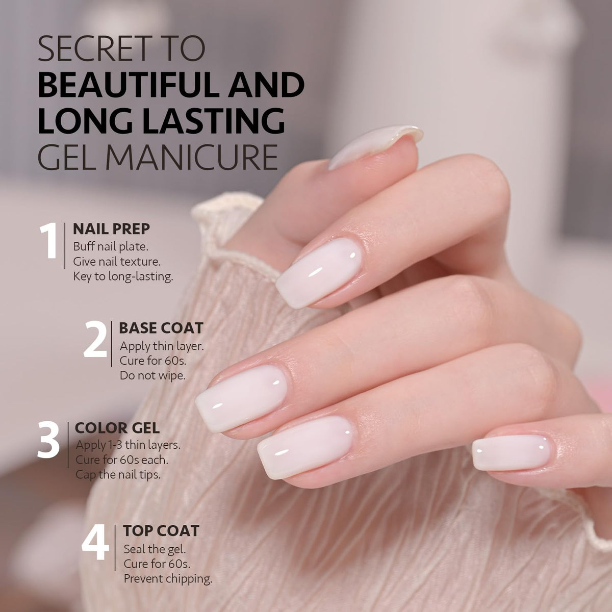 GAOY manicure in use on hand model illustrating glossy, salon-quality finish at home