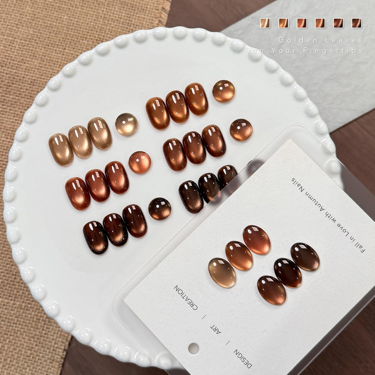 GAOY worn manicure on hand displaying brown cat eye shimmer, salon-quality finish at home