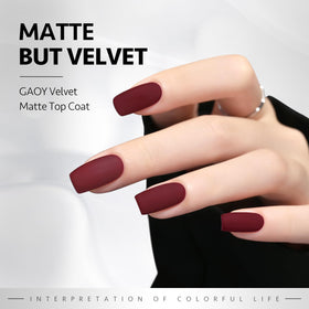 GAOY matte finish closeup on nail displaying velvet texture while protecting polish