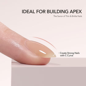 GAOY applied on a nail close-up showing strengthened, natural-looking peach finish