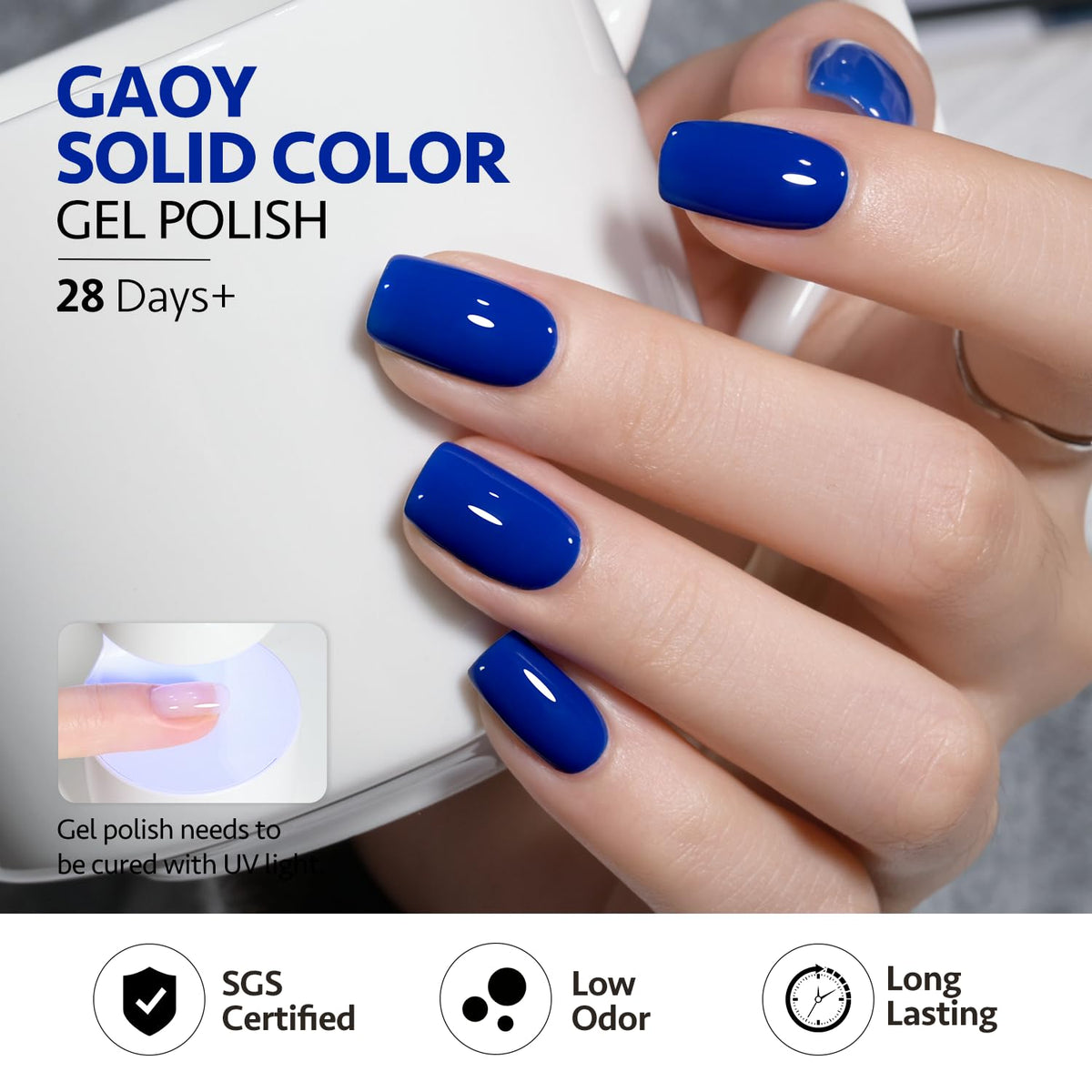 GAOY in-use shot of nail artist applying baby blue gel polish for salon results