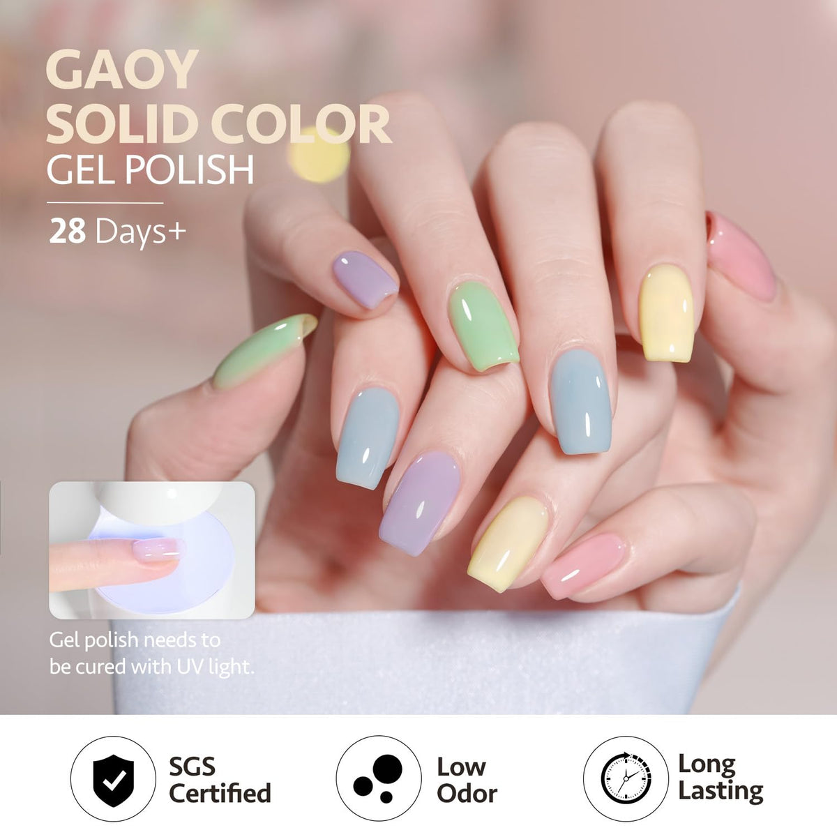 GAOY nail art ombré using pastels illustrating blendable colors for gradients