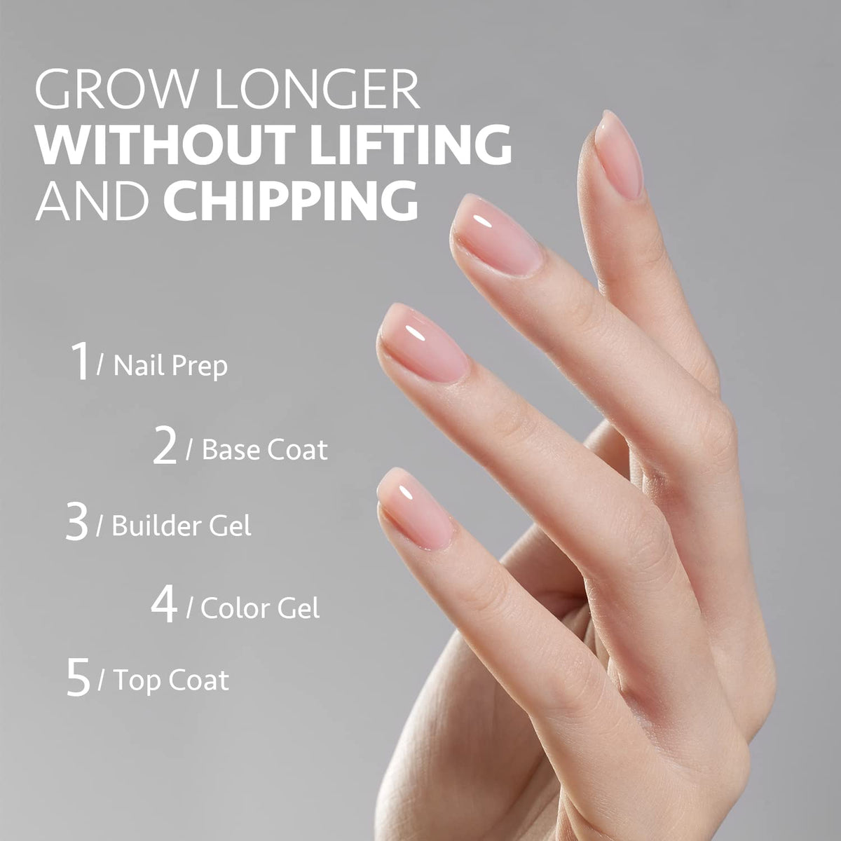GAOY before-and-after nail extension showing added strength and improved shape