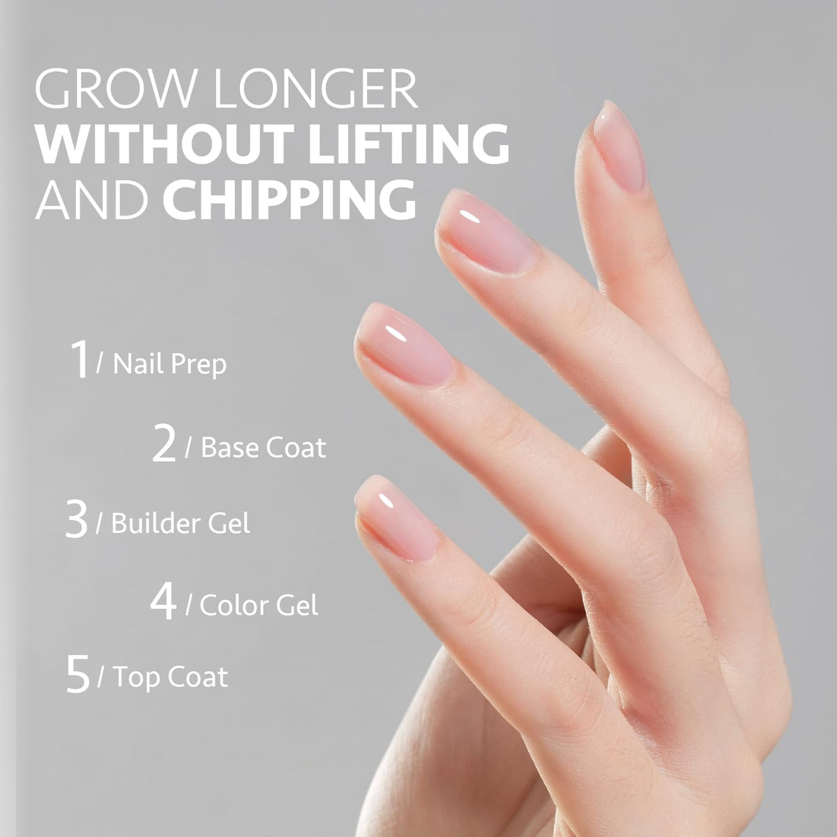 GAOY builder gel applied on nails in extension step showing strong sculpted results