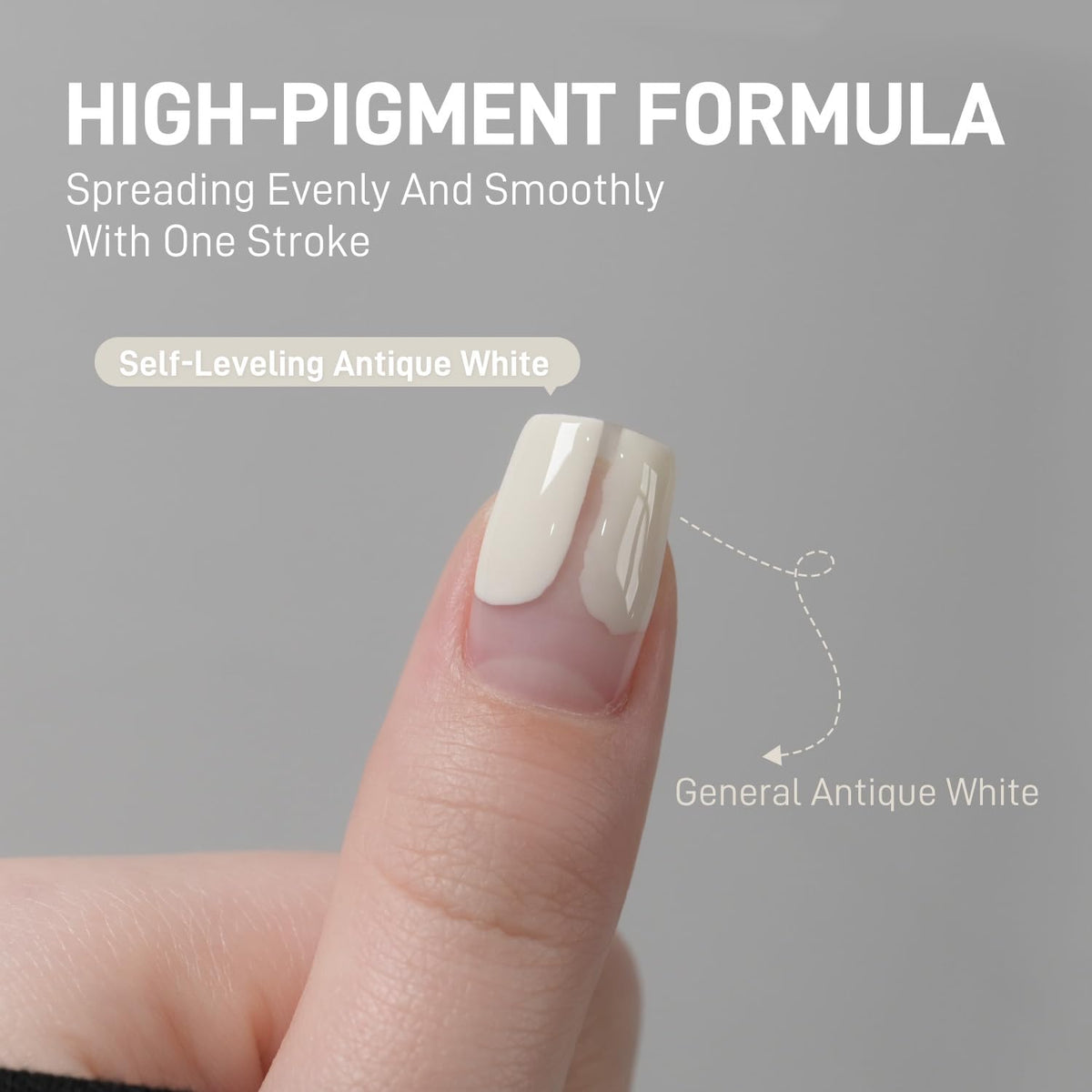 GAOY nail swatch on hand displaying true antique white color payoff