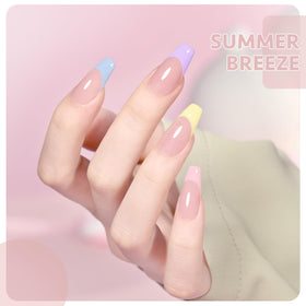 GAOY open bottles with swatches showing true pastel pink, green and blue