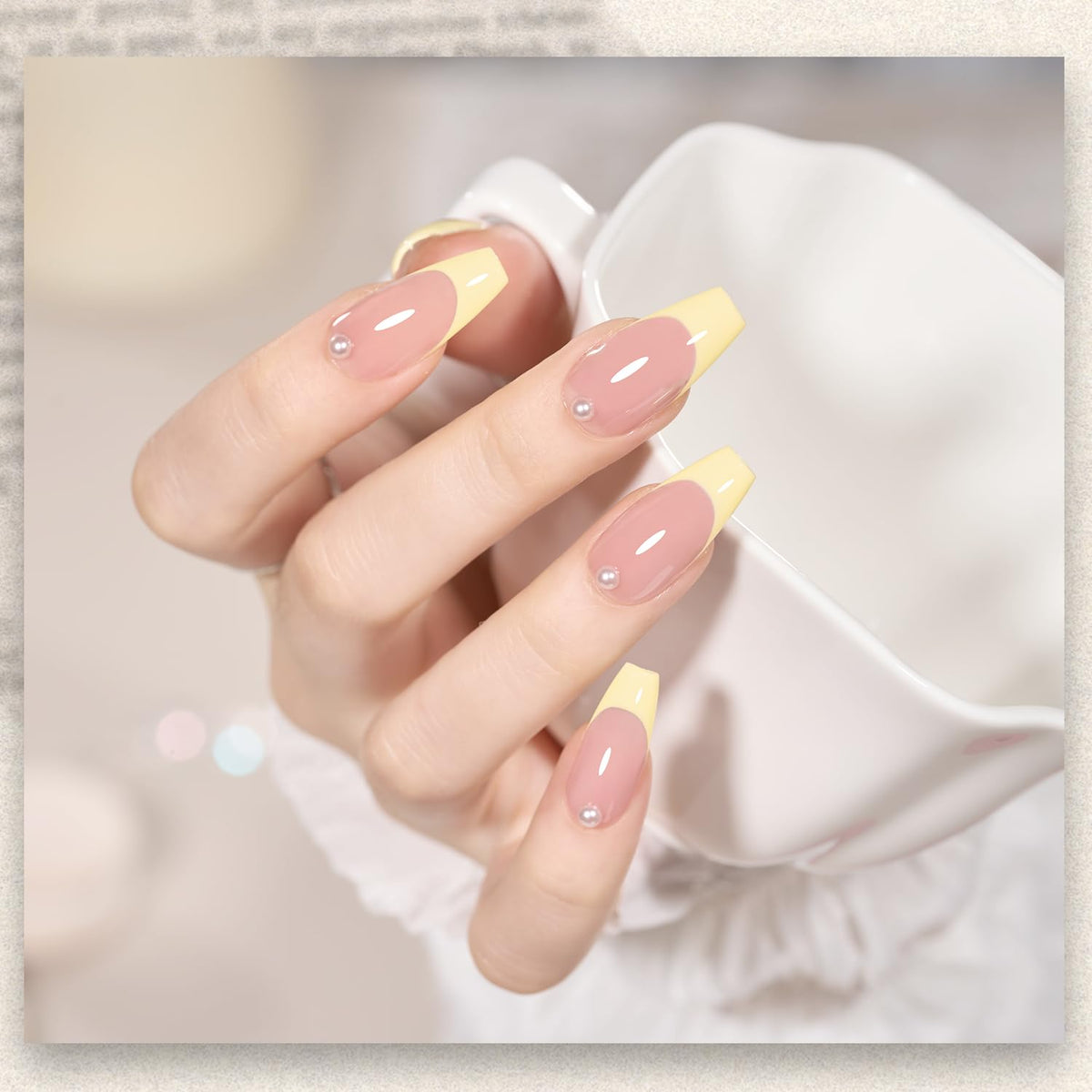 GAOY on nails mid-application showing cured gloss and professional-looking finish benefit