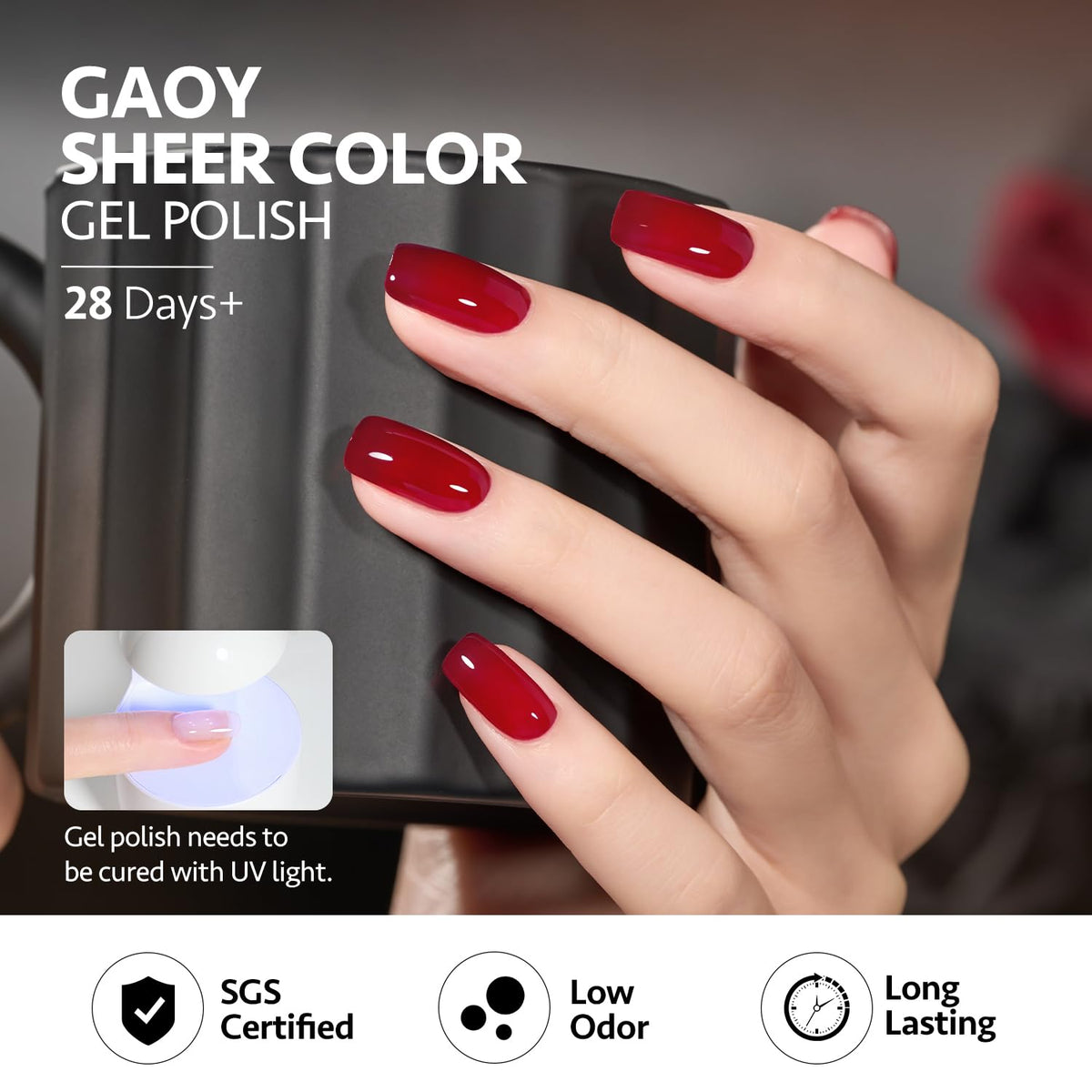 GAOY polish being applied on manicured hands for at-home salon-quality results