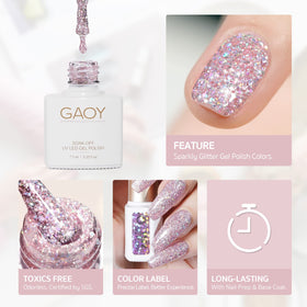 GAOY silver chrome polish on nails with reflecting mirror finish