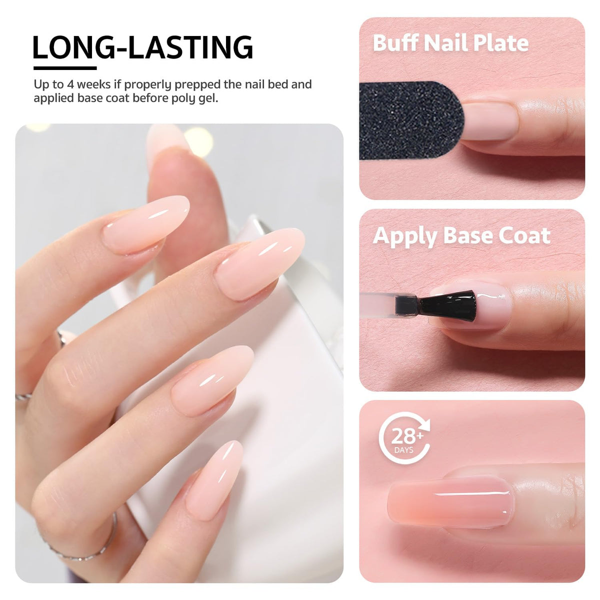 GAOY poly gel cured finish closeup highlighting durable glossy surface benefit