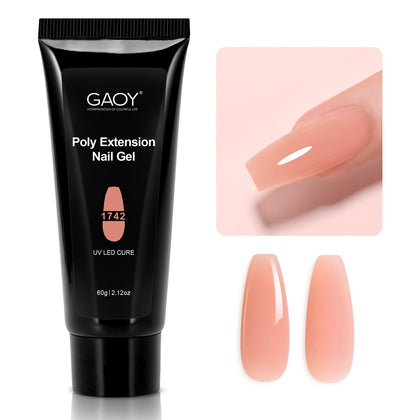GAOY poly gel jar front showing tea rose color and benefit of high volume