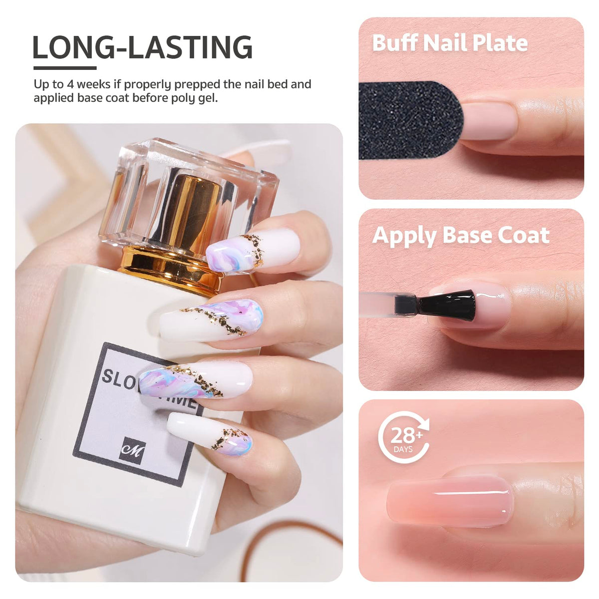 GAOY poly gel nail extension before and after durable finish