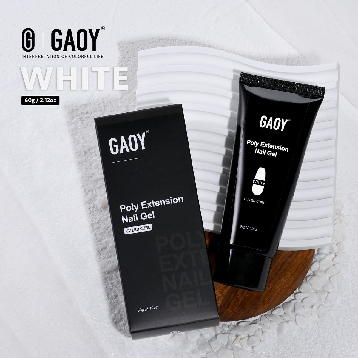 GAOY poly gel 60g next to ruler showing generous product volume