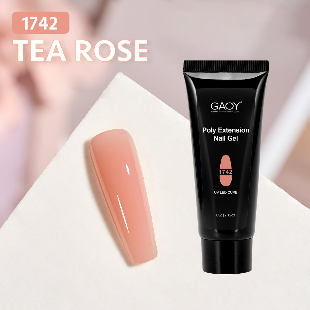GAOY poly gel 60g next to common items showing generous quantity benefit