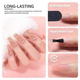 GAOY poly gel size comparison next to currency showing 60g value for multiple sets