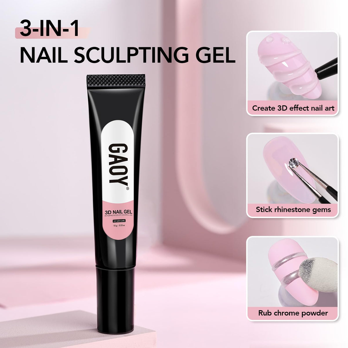 GAOY rhinestone glued on nail detail showing secure gem adhesion and sparkle