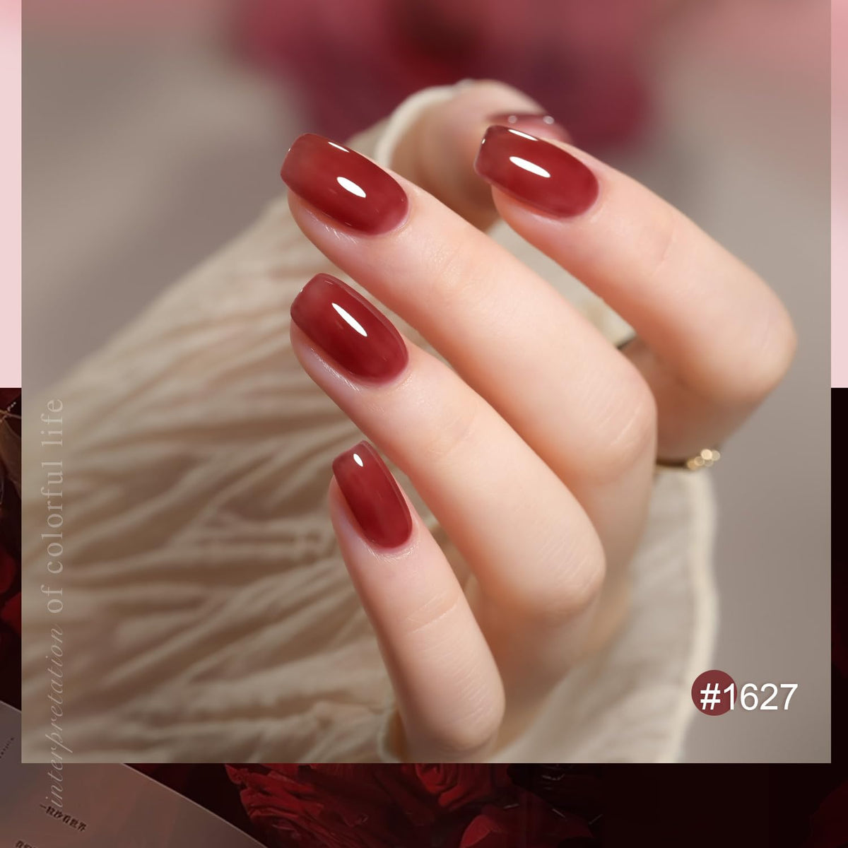 GAOY painted fingernail lifestyle shot highlighting glossy natural finish