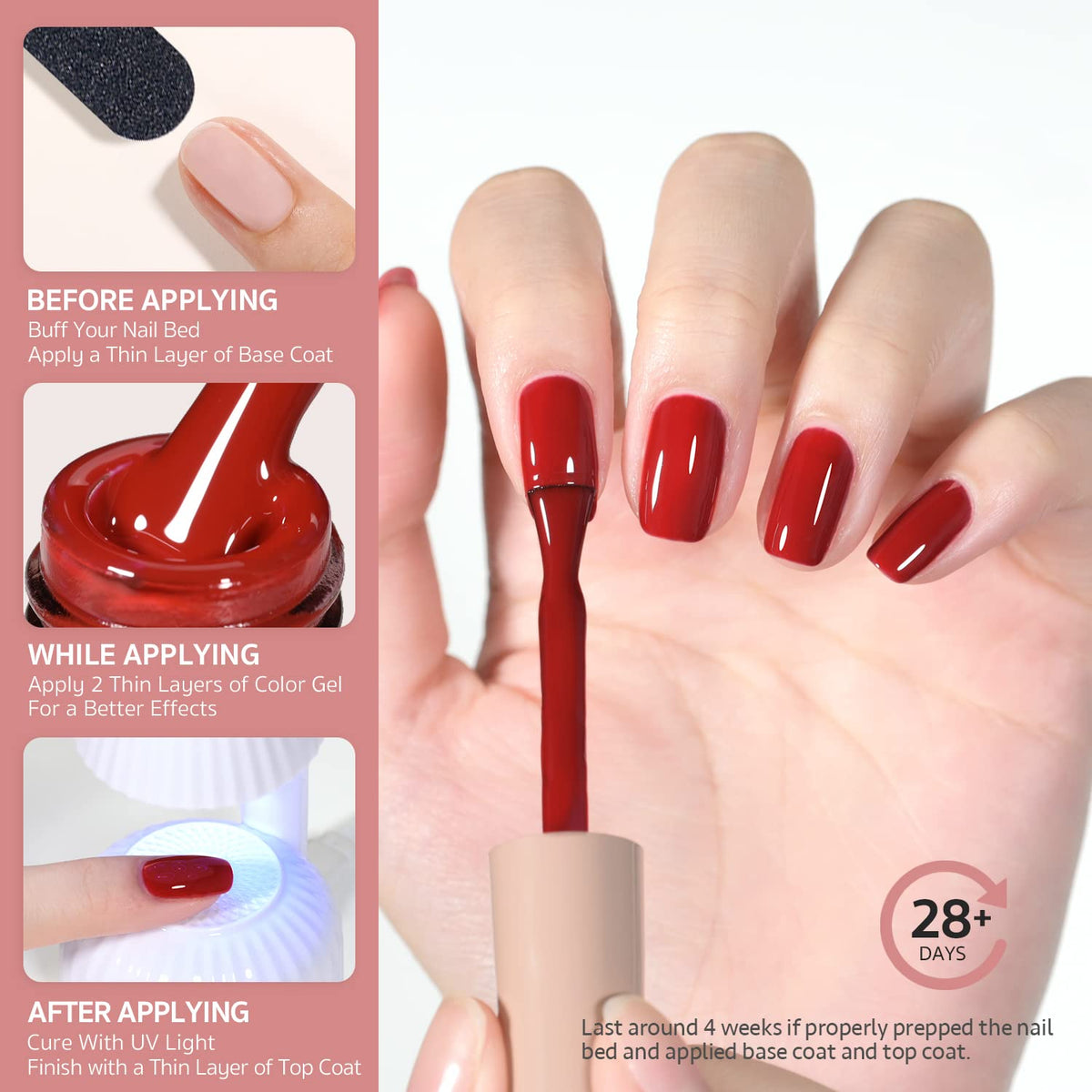 GAOY close-up of ruby red gel texture highlighting smooth, pigmented finish