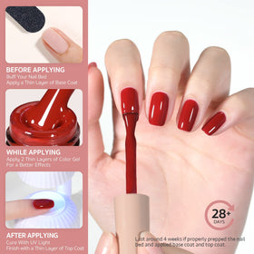 GAOY close-up of ruby red gel texture highlighting smooth, pigmented finish