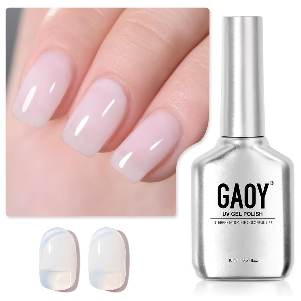 GAOY front bottle view showing sheer white gel and clear labeling, showcases product appeal