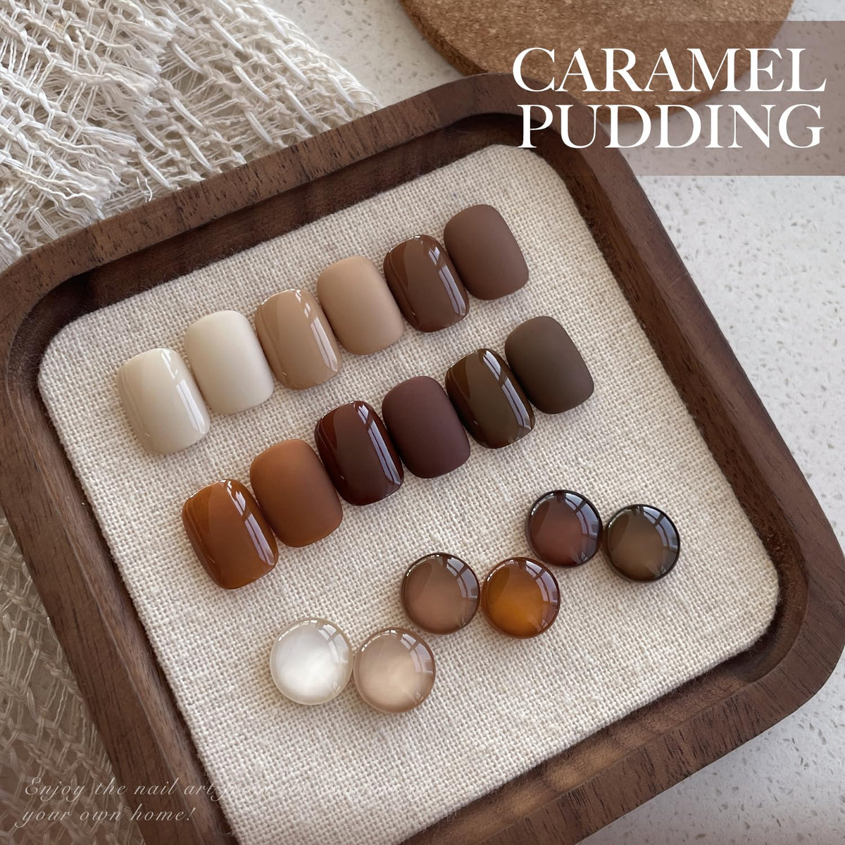 GAOY six shades lineup top view displaying beige to caramel tones for easy selection